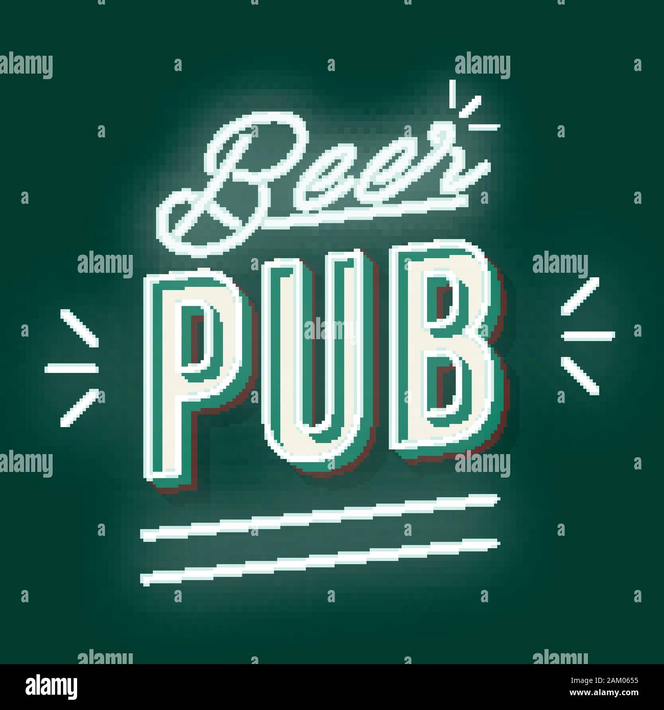 Beer Pub 3d Neon Light Vector Lettering Retro Bold Font Typeface