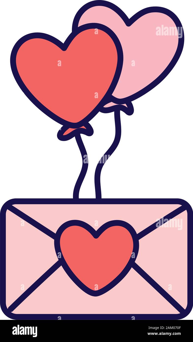 happy valentines day romantic message envelope and balloons heart card ...