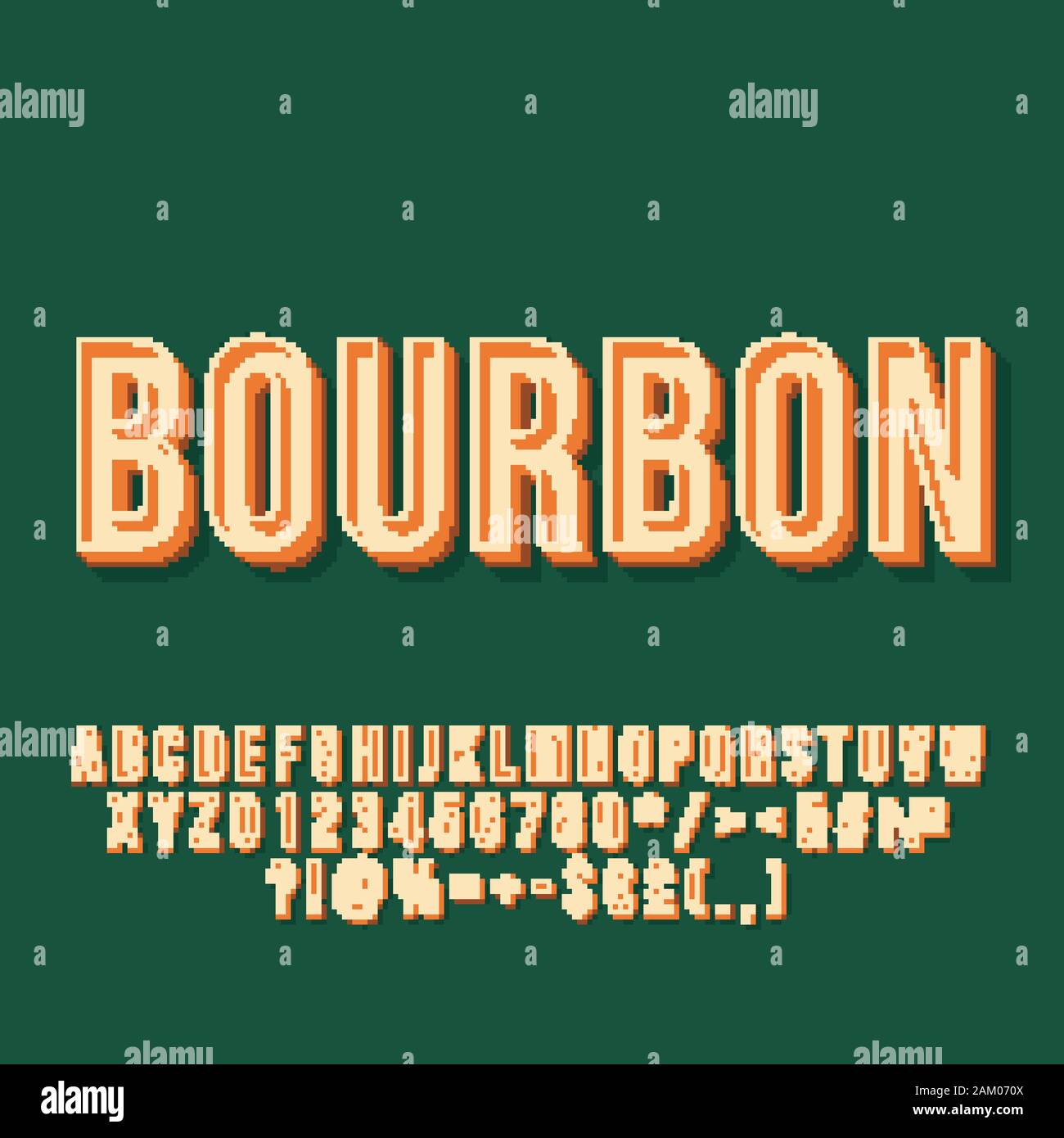 Bourbon Vintage 3d Vector Lettering Retro Bold Font Pop Art