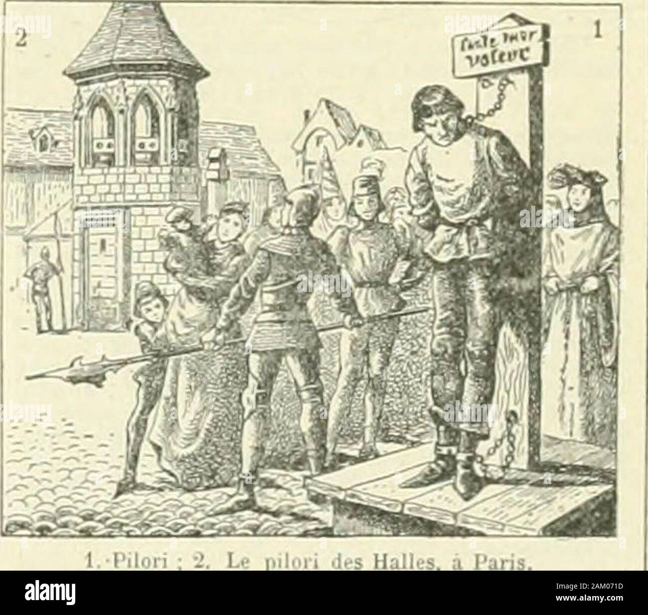 Larousse universel en 2 volumes; nouveau dictionnaire encyclopédique publié sous la direction de Claude Augé . cercle en boie et en îcr, percé de trous pour les braset la tête du patient. La machine tournait sur unpivot, afin que le condamné fût expois,-n- aux yeux des passants. Les seigneurs hautsjusticiers avaient seuls le droit délever des piloris.En Angleterre, la peine du pilori, appliquée depuisîècle à divers délinquants faux monnayeurs,faussaires, etc. sévit surtout, :i partir de 18lie les délits de presse. Daniel Defoe, nus au pilorien 1703, y tut acclamé parla foule. Réservé ensuiteau Stock Photo