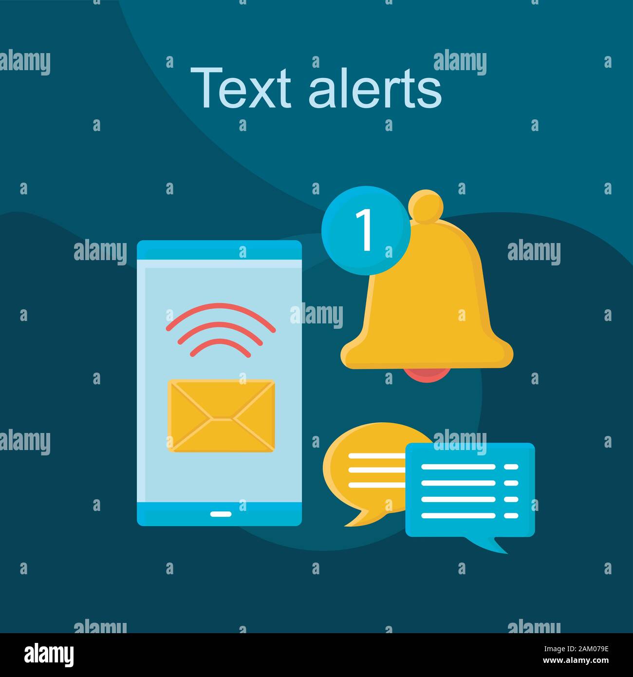Message notification flat concept vector icon. Mobile SMS cartoon color