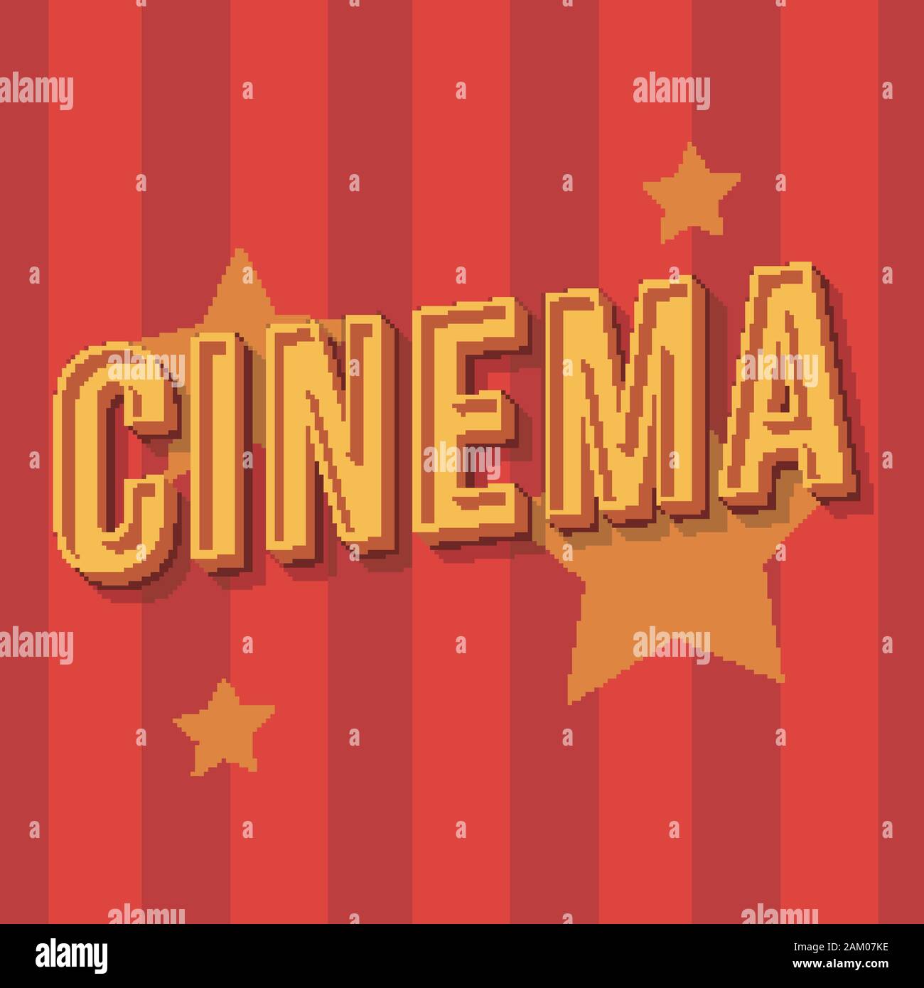 Cinema Vintage 3d Lettering Retro Bold Font Typeface Golden Pop