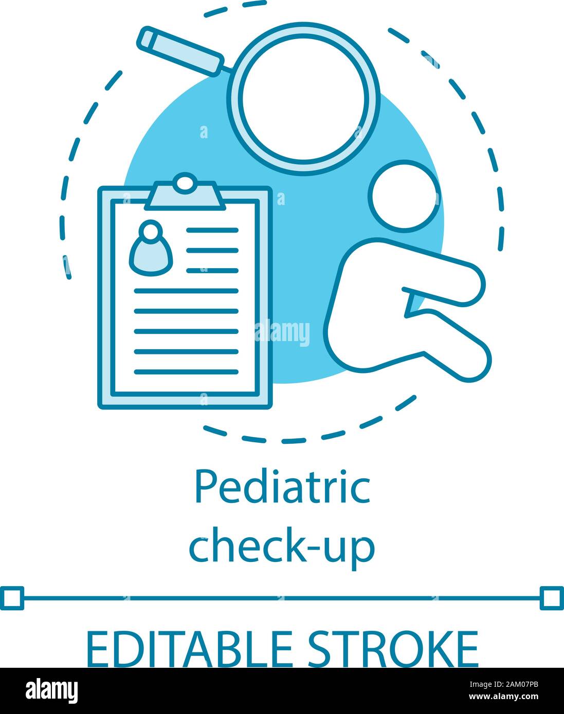 Pediatric checkup concept icon. Baby health inspection. Kids physical