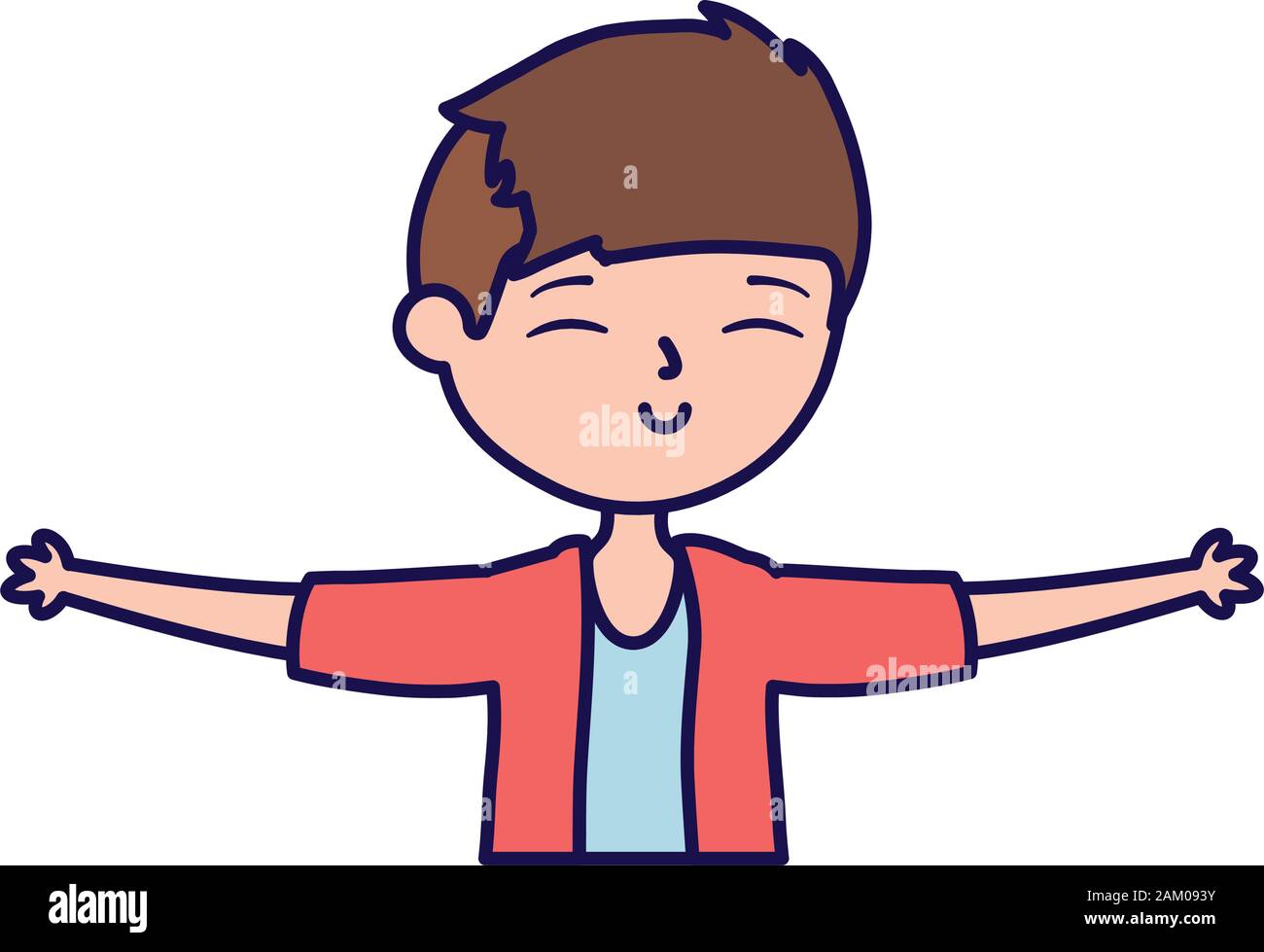 happy young man open arms cartoon vector illustration Stock Vector