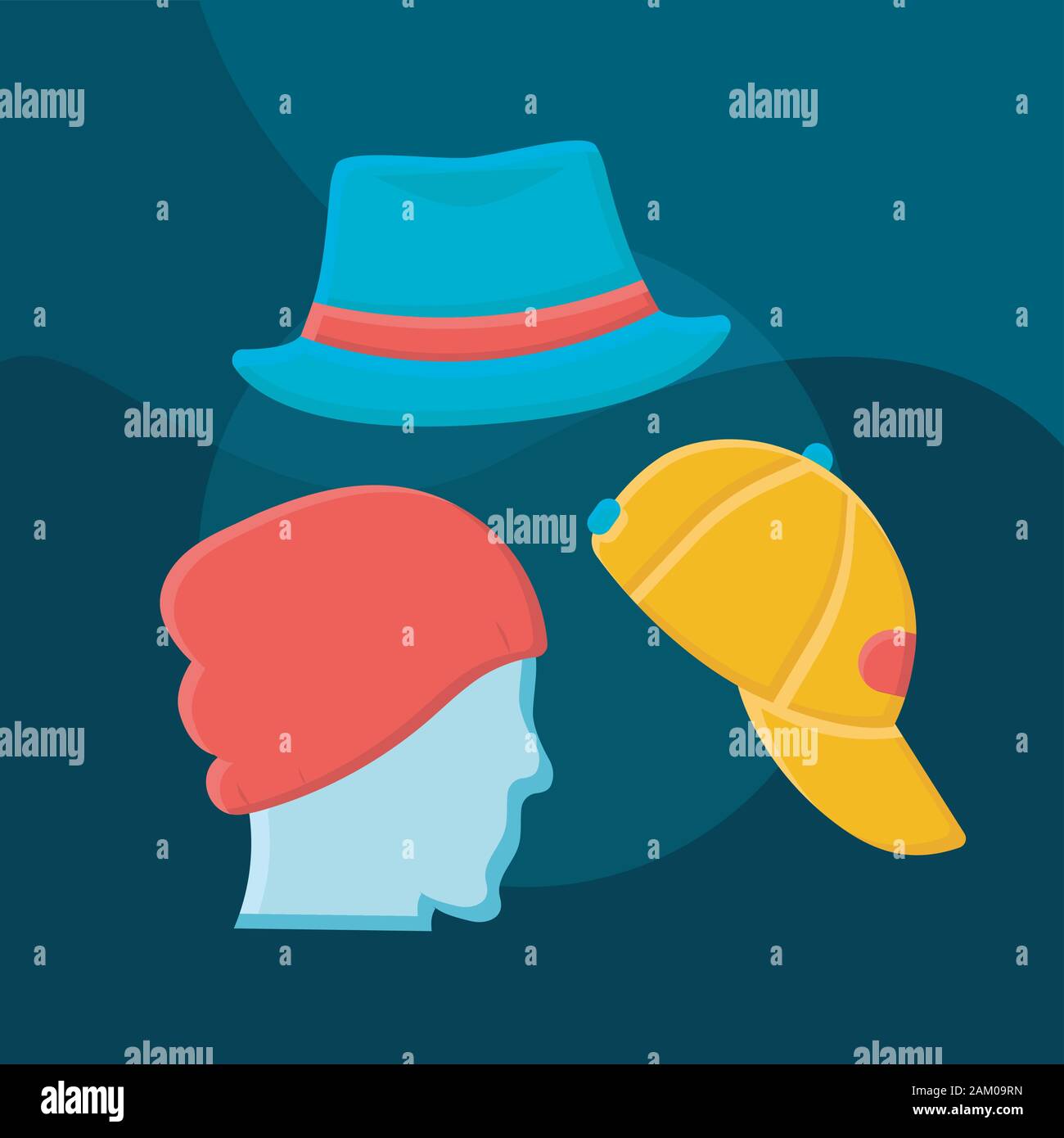 Hats flat concept vector icon. Mens headwear idea cartoon color  illustrations set. Casual style outfit. Male accessories shop. Beanies,  trilby and bas Stock Vector Image & Art - Alamy