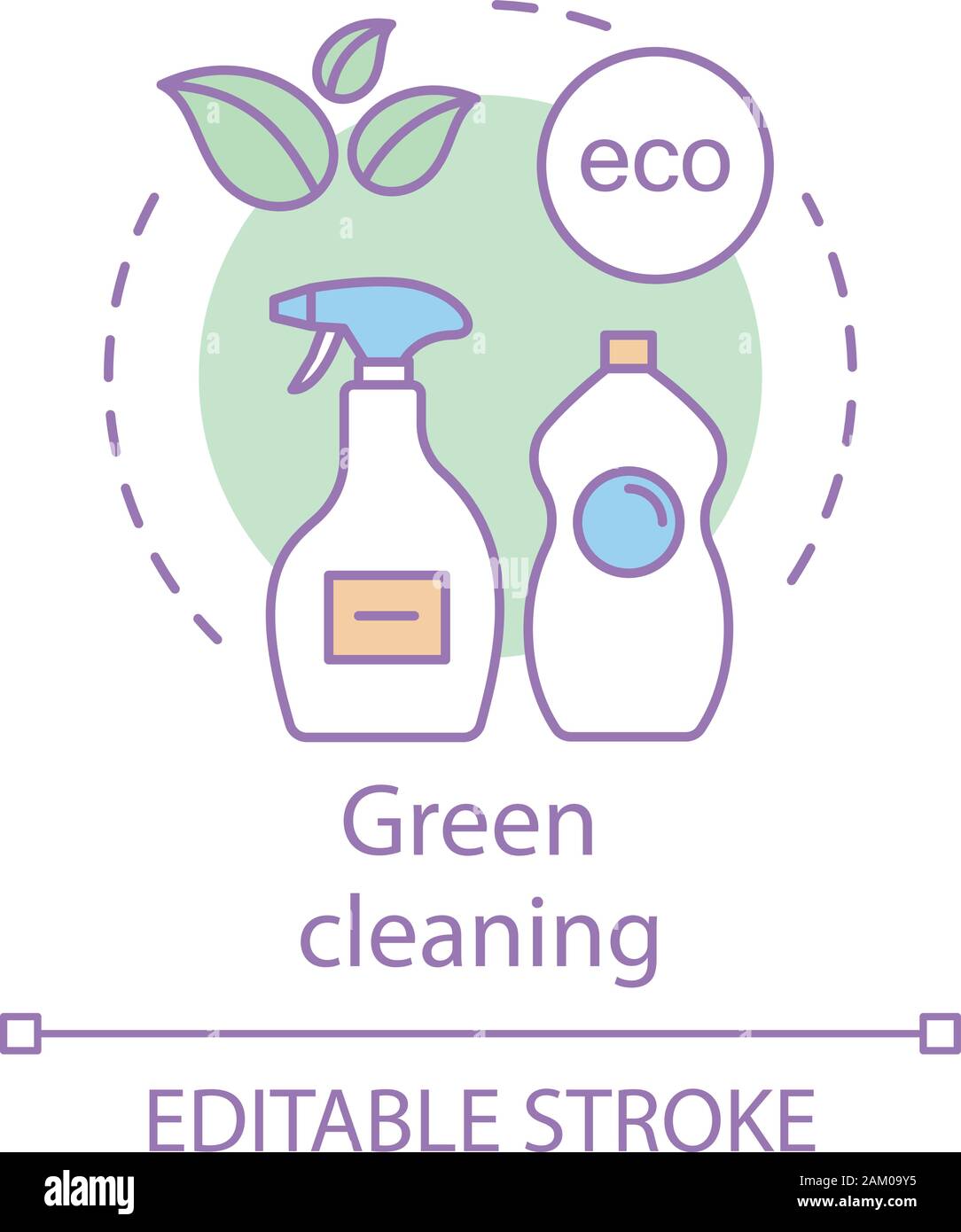 Green cleaning concept icon. Cleaning services idea thin line illustration. Cleanup method