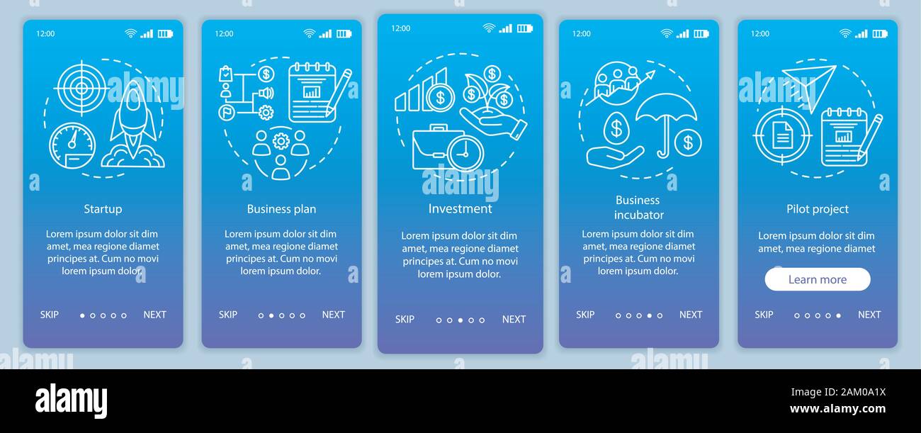 Business industry onboarding mobile app page screen vector template ...