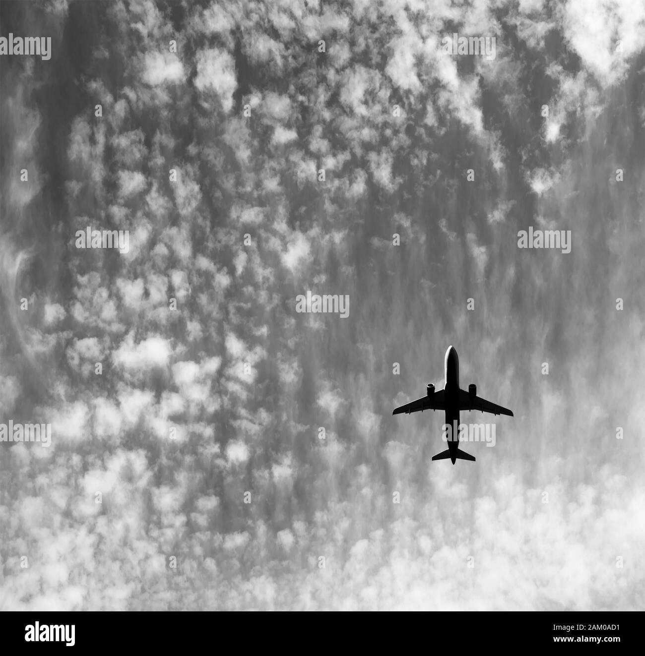 Commercial aircraft is flying high above, and on its way to it's