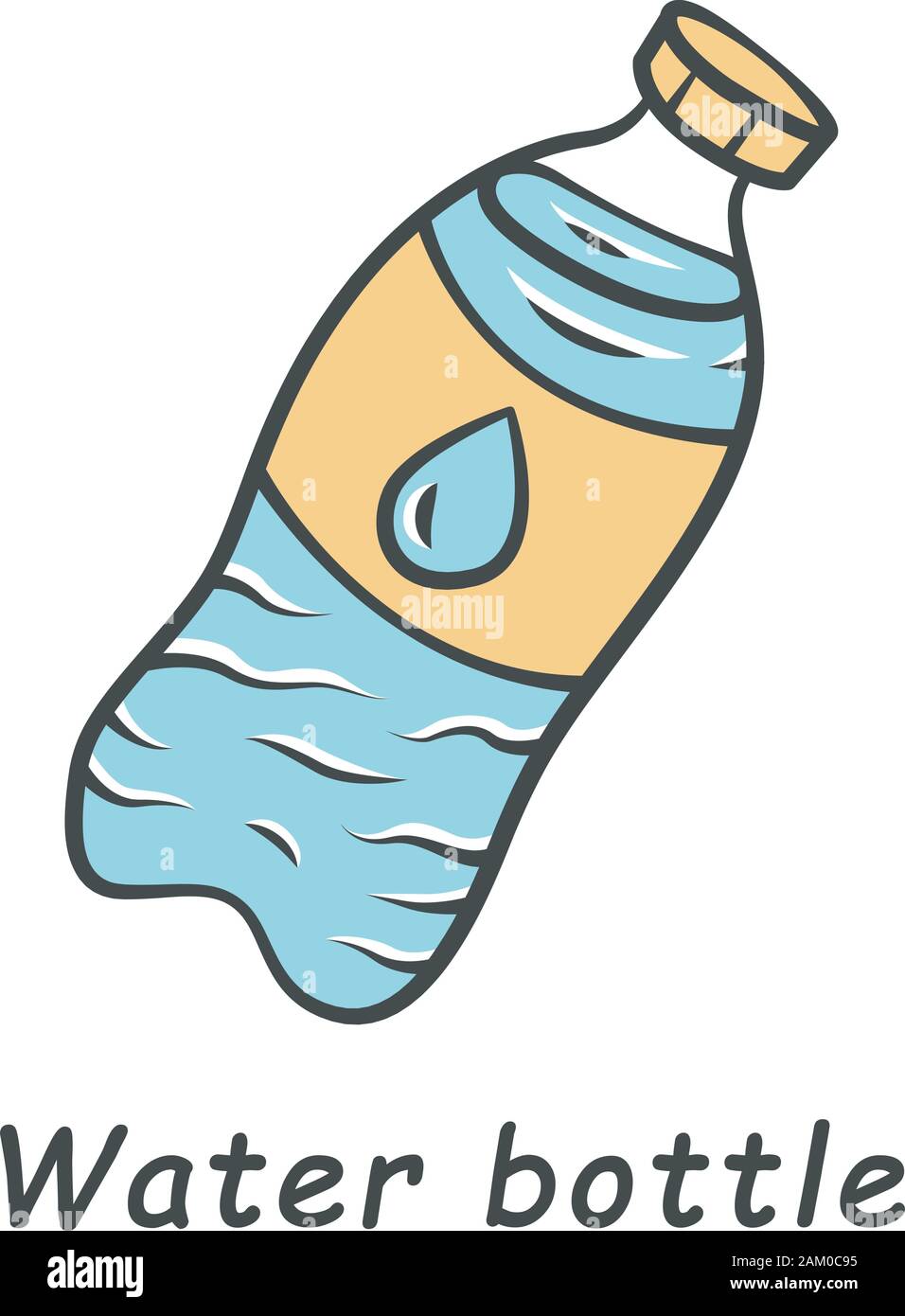 Water bottle color icon. Environmentally friendly, recycle, disposable