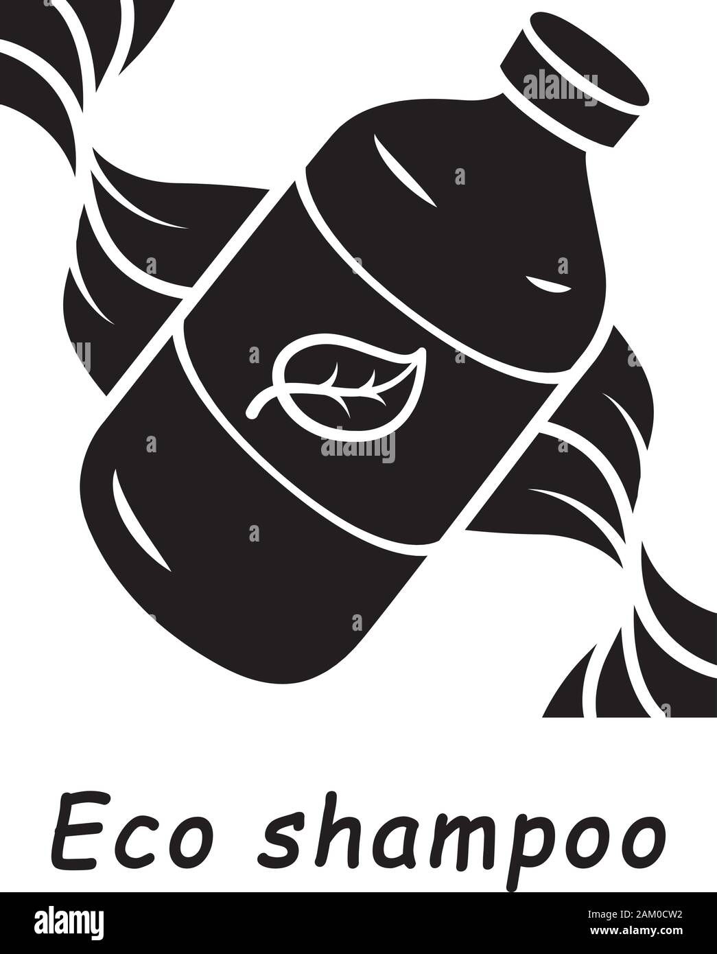 Eco shampoo glyph icon. Organic cosmetics. Natural shampoo. Eco