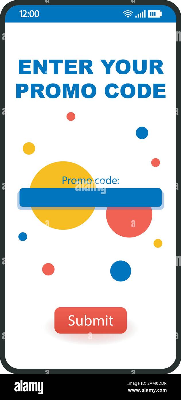 Enter promo code page smartphone interface template. Coupon deals mobile  app design layout. Online discount code, special offer, voucher website  scree Stock Vector Image & Art - Alamy