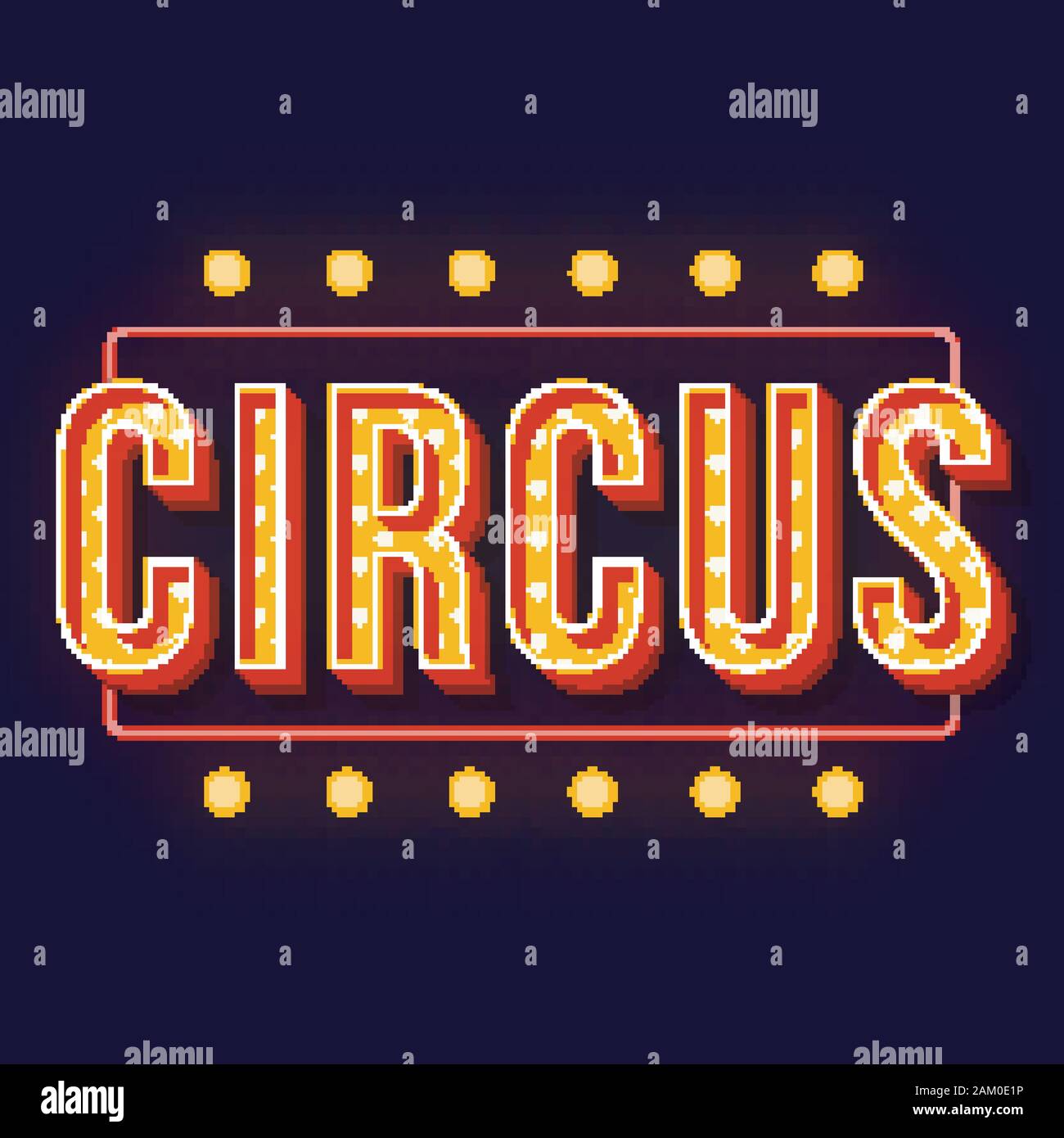 Circus Vintage 3d Vector Lettering With Glowing Frame Retro Bold