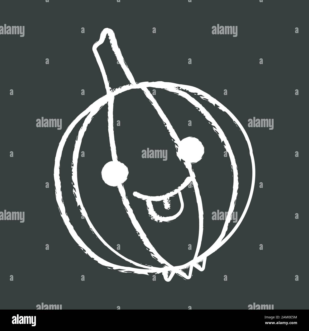 Onion cute kawaii chalk character. Happy vegetable with smiling baby face and stuck out tongue. Laughing food. Funny emoji, emoticon, smile. Vector is Stock Vector