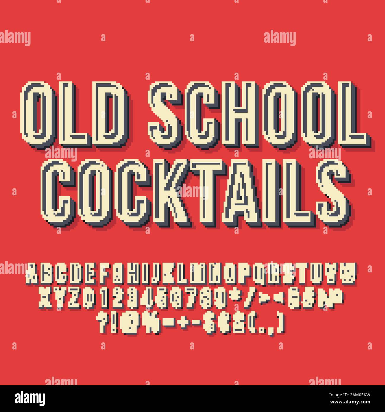 Old School Cocktails 3d Vector Lettering Retro Bold Font Pop Art