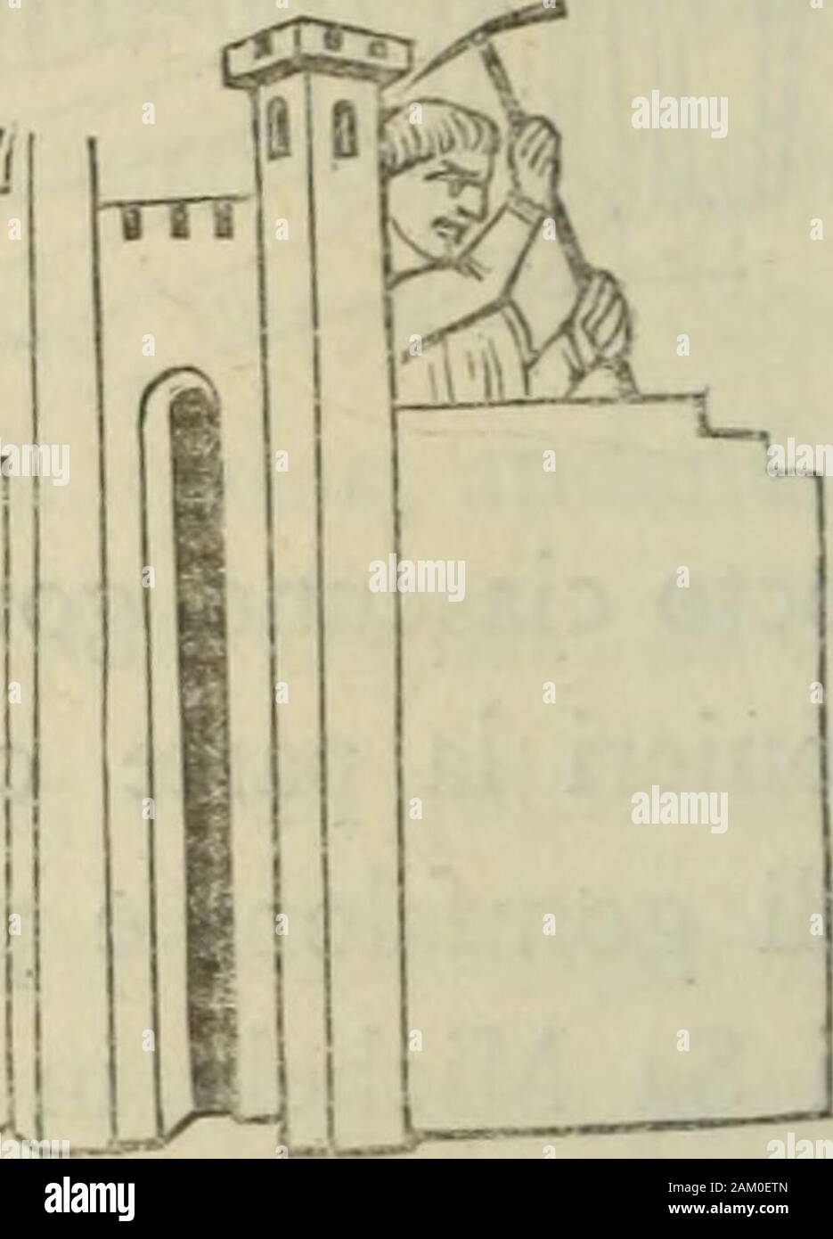 Le chroniche di Giovanni Sercambi, Lucchese . 5 IO che, inanti che fusse ora di vespro, non rimase homo né femina,grande nò picciolo, che non montasse in su le diete mura,chi con marsecuri, chi con sicuri, chi con altri ferramenti, chicolle mani, a disfare ì merli di tale muro; & non ci fu prete 15nò frate che alcuna cosa non disflicesse. E con tanto inpito d al-legrezza, che molti d allegrezza lagrimavano & molti parevanomacti e fuor di loro. E di vero 1 alegrezza fu tale che linguad omo dire noi potre; & cosi tucto quel giorno s andò ongnu-no su per quel muro pigiando piacere, & tanto quanto Stock Photo