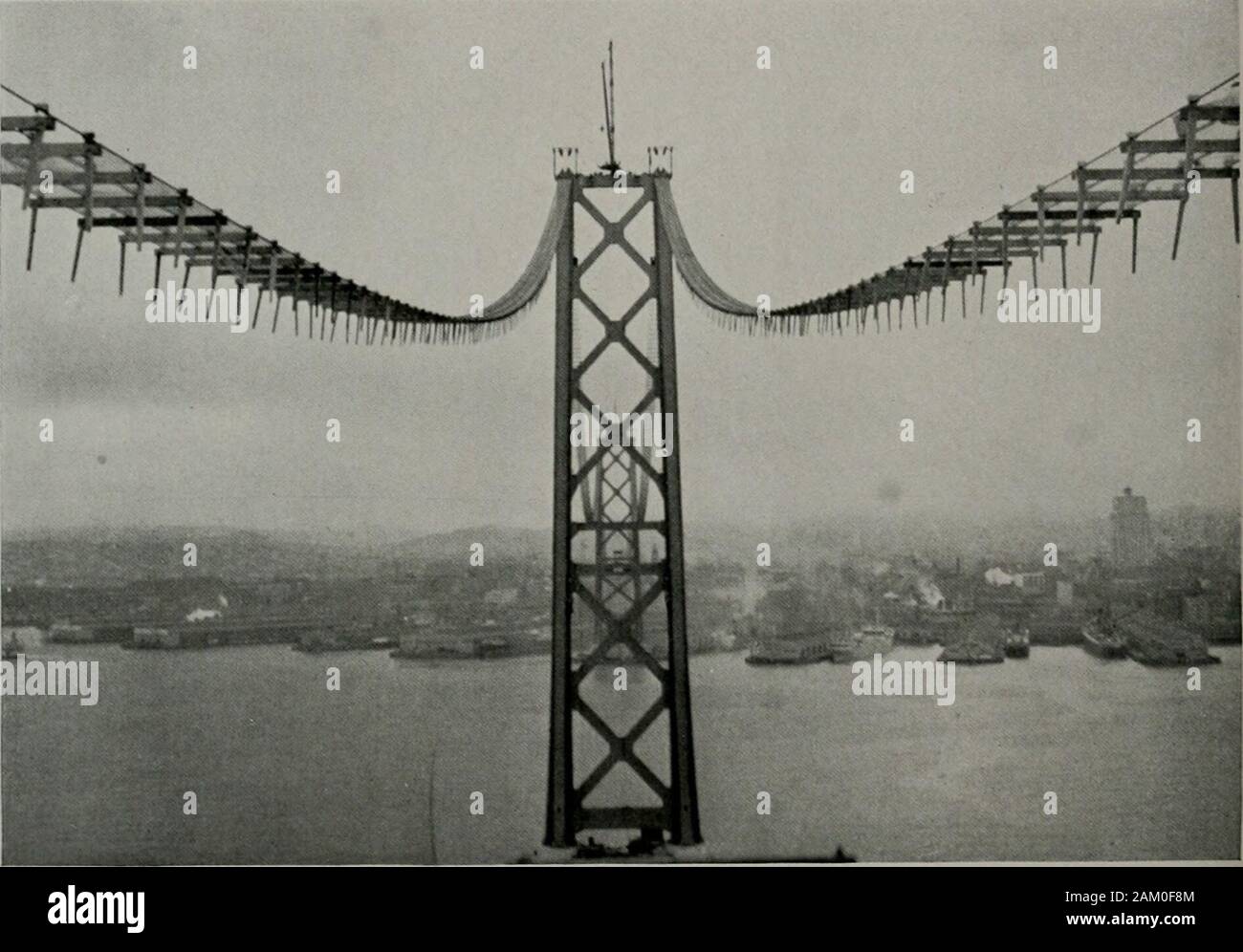 Architect And Engineer Sal Francisco Oakland Bay Bridge As It Will Appear From The Oakland Hills With The Business District Of Oakland In The Foreground The Drawing Of The Bridge Was Done In