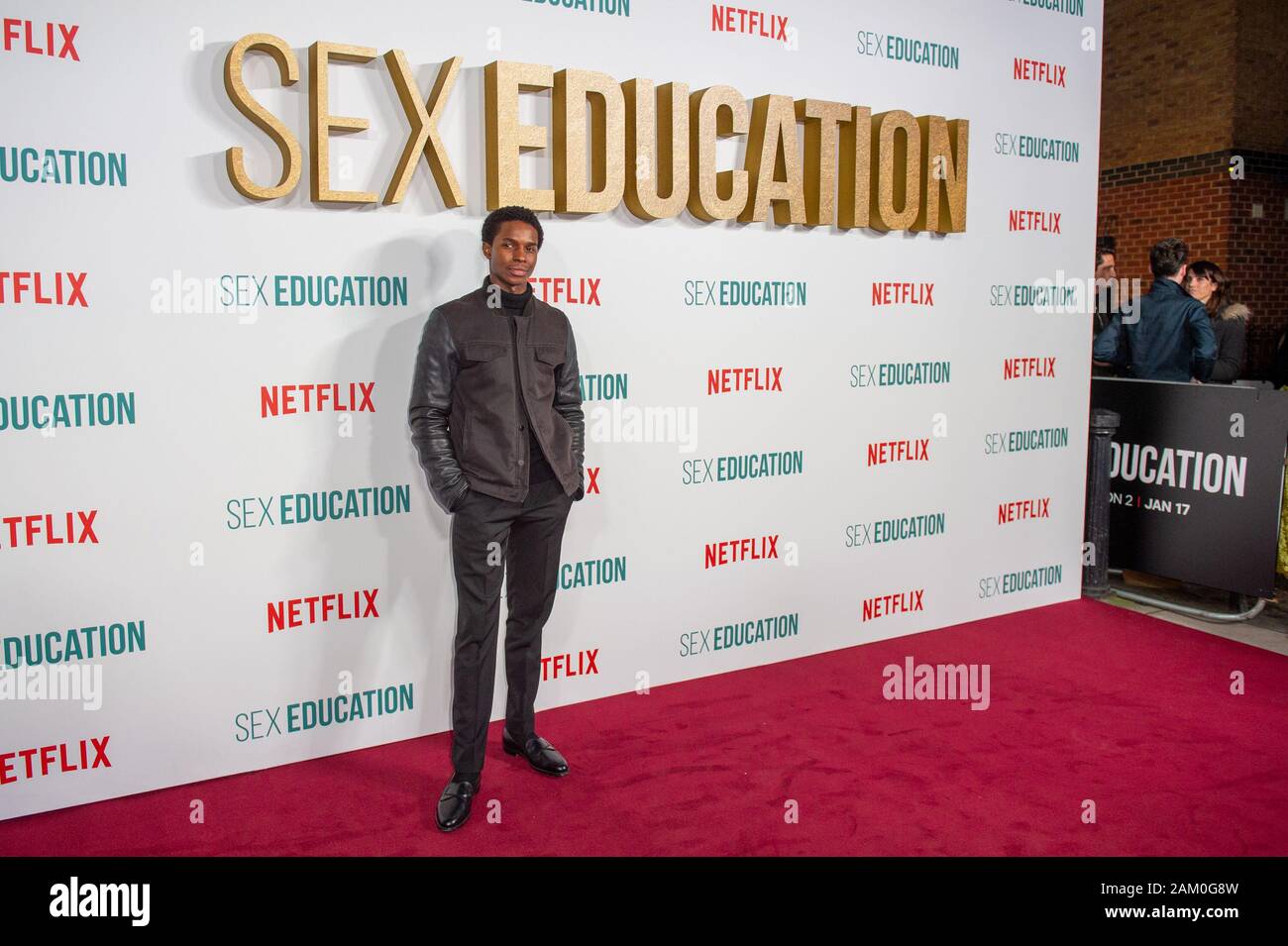 London, United Kingdom. 8 January 2020. Kedar Williams-Stirling attends the Sex Education Series 2 Premiere held at the Genesis Cinema in Bethnal Green. Credit: Peter Manning/Alamy Live News Stock Photo
