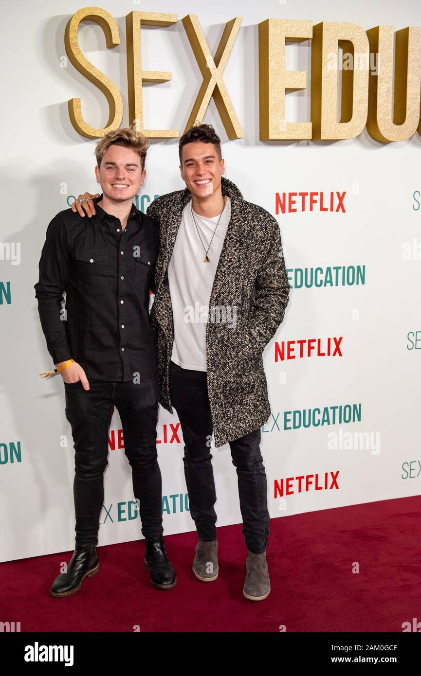 London, United Kingdom. 8 January 2020. Jack Maynard attends the Sex Education Series 2 Premiere held at the Genesis Cinema in Bethnal Green. Credit: Peter Manning/Alamy Live News Stock Photo