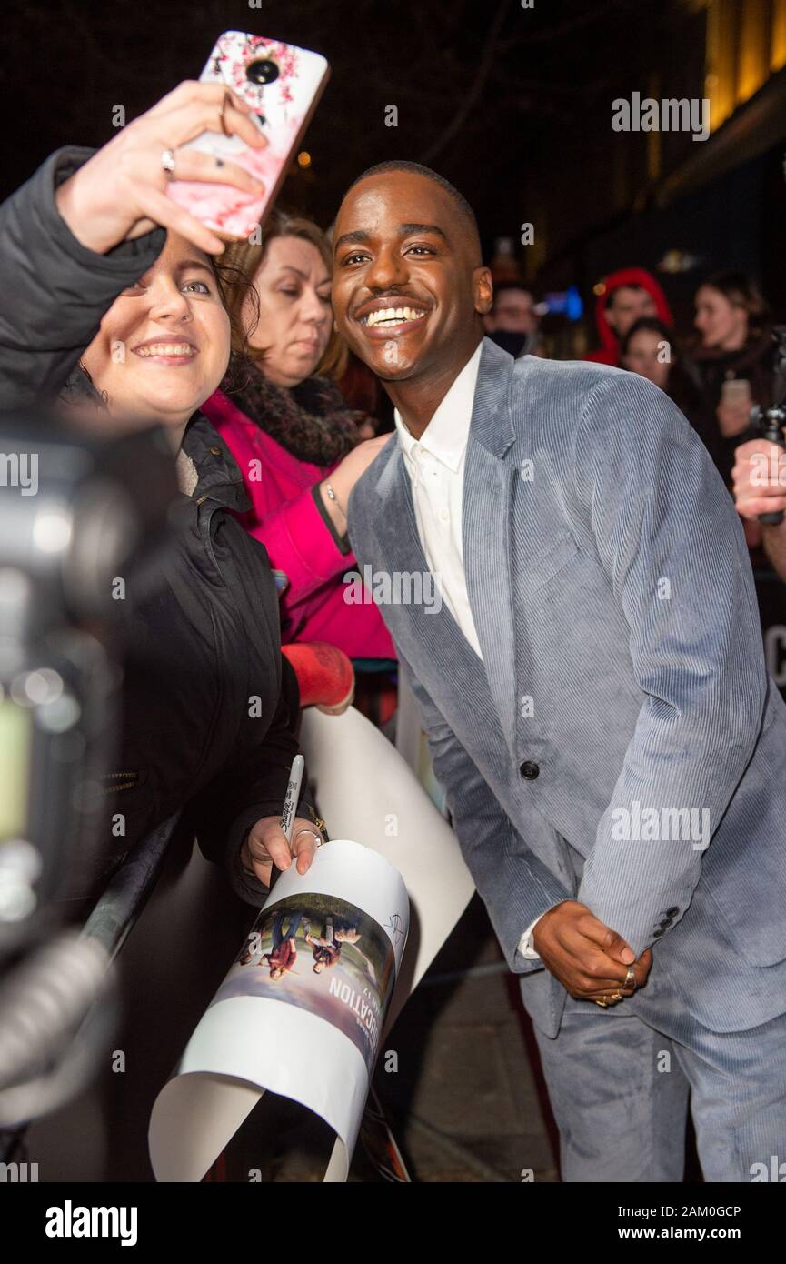 London, United Kingdom. 8 January 2020. Ncuti Gatwa attends the Sex Education Series 2 Premiere held at the Genesis Cinema in Bethnal Green. Credit: Peter Manning/Alamy Live News Stock Photo