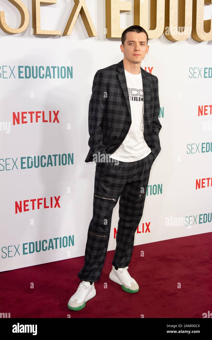 London, United Kingdom. 8 January 2020. Asa Butterfield attends the Sex Education Series 2 Premiere held at the Genesis Cinema in Bethnal Green. Credit: Peter Manning/Alamy Live News Stock Photo