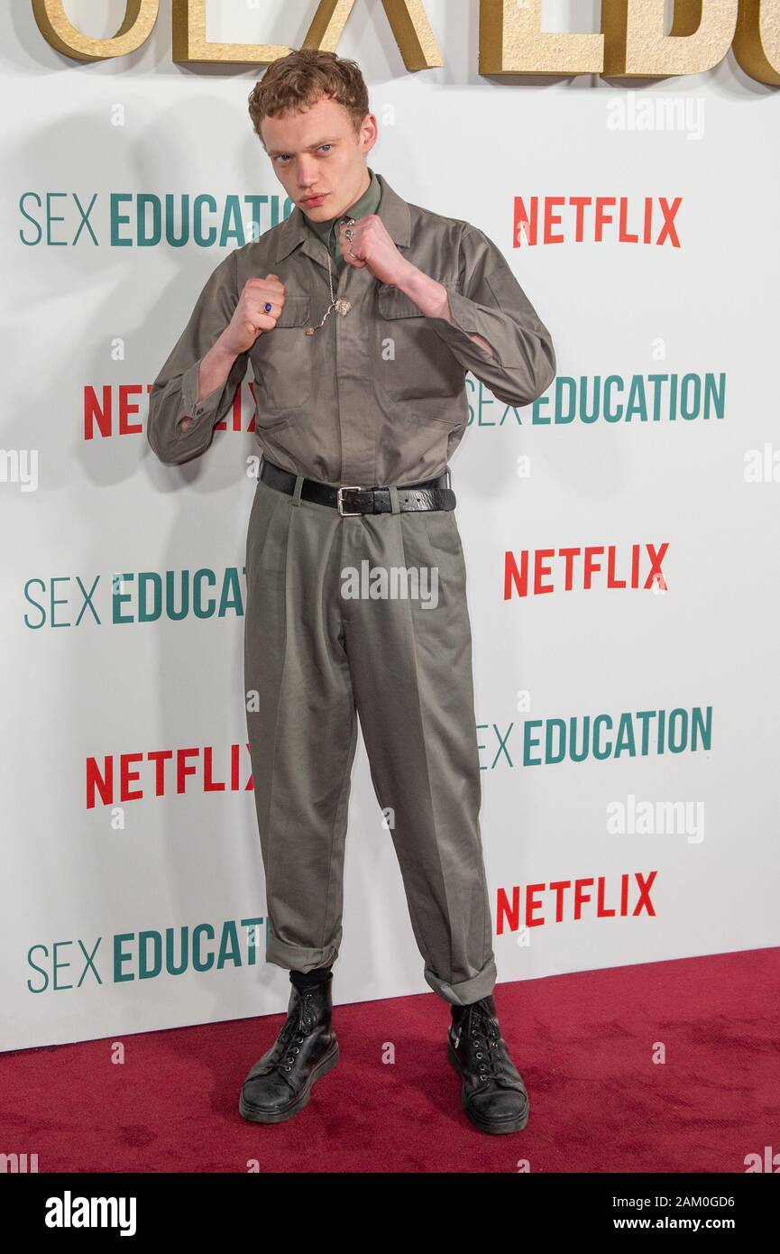 London, United Kingdom. 8 January 2020. Jojo Macari attends the Sex Education Series 2 Premiere held at the Genesis Cinema in Bethnal Green. Credit: Peter Manning/Alamy Live News Stock Photo