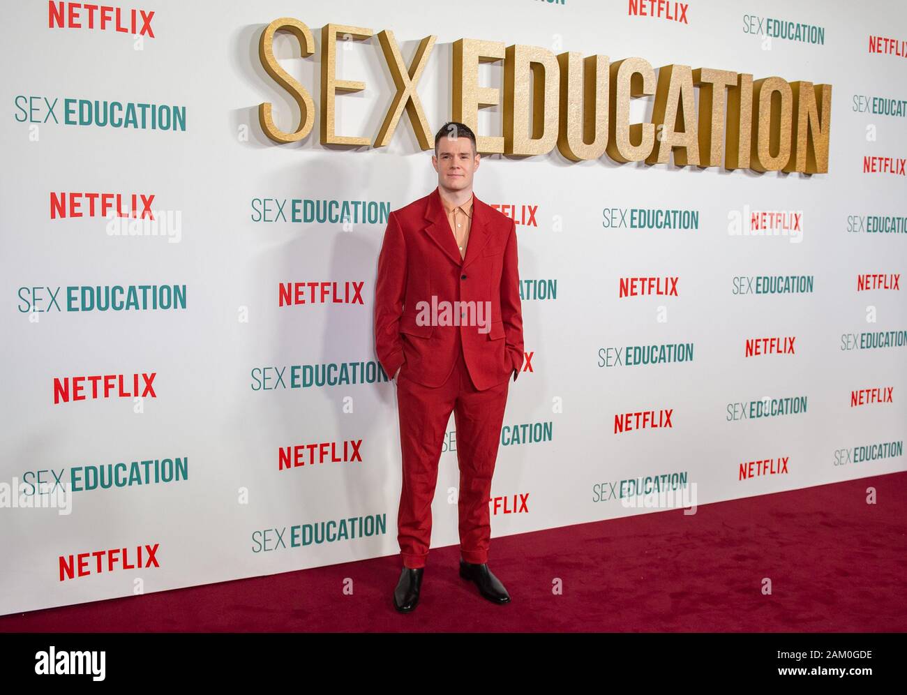 London, United Kingdom. 8 January 2020. Connor Swindells attends the Sex Education Series 2 Premiere held at the Genesis Cinema in Bethnal Green. Credit: Peter Manning/Alamy Live News Stock Photo
