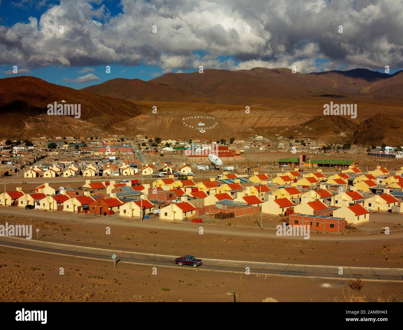 The small town of San Antonio de Los Cobres  on the way to Paso Sico on the Chile border, Argentina Stock Photo