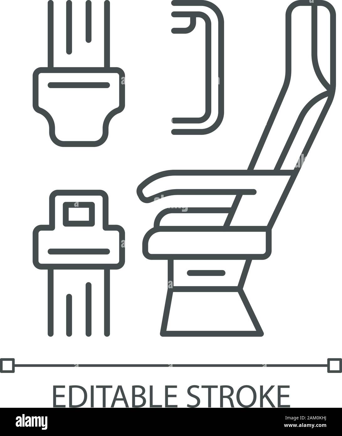 Seat belt linear icon. Airplane safe seating. Plane safeness. Safety ...