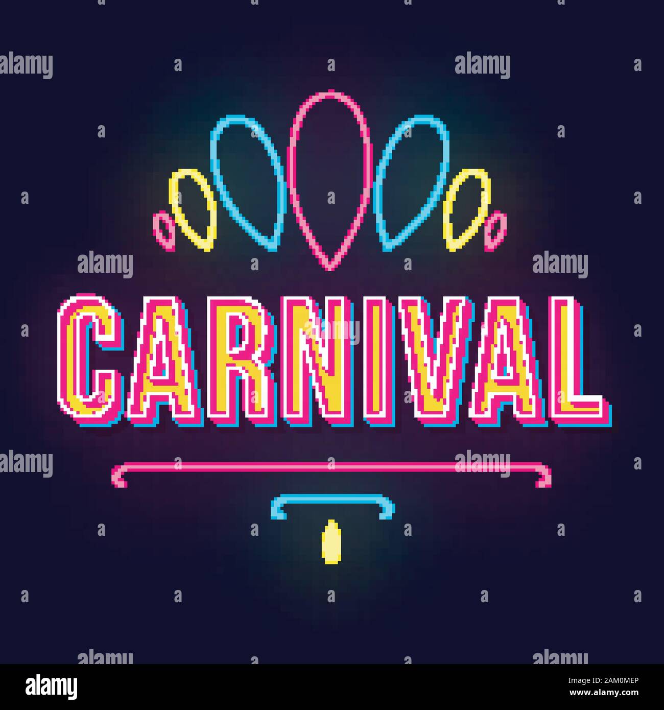 Carnival Vintage 3d Neon Light Lettering Retro Bold Font Pop Art