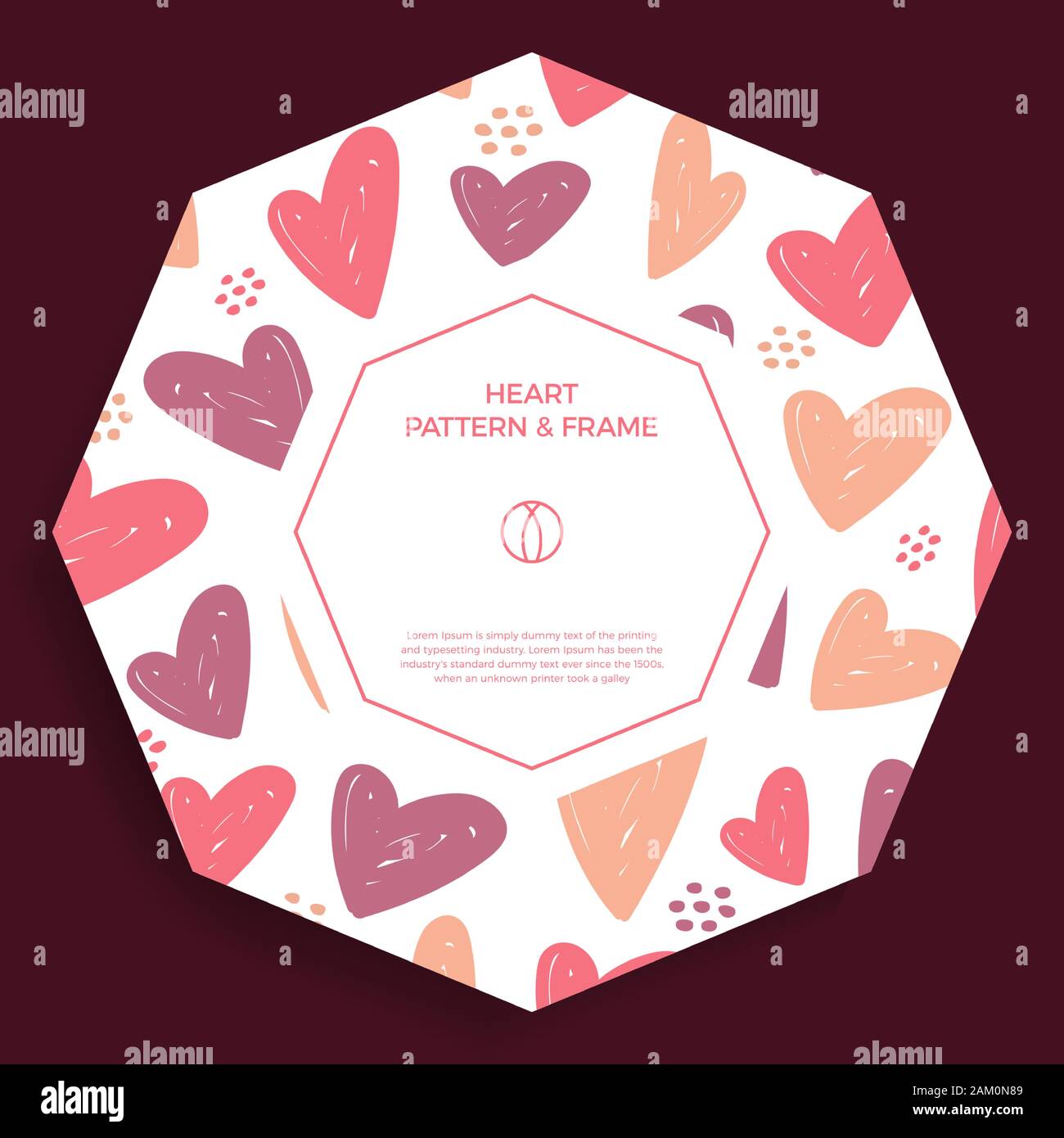 Poster Banner Or Card Frame Border With Love Hand Draw Trendy