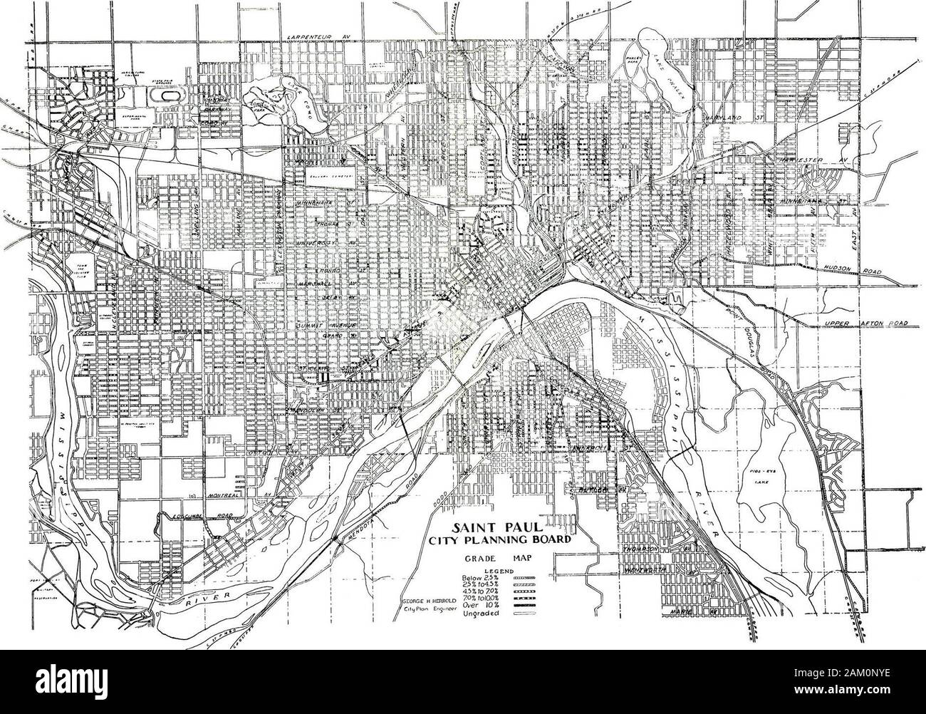 Map of the city of Saint Paul, capital of Minnesota