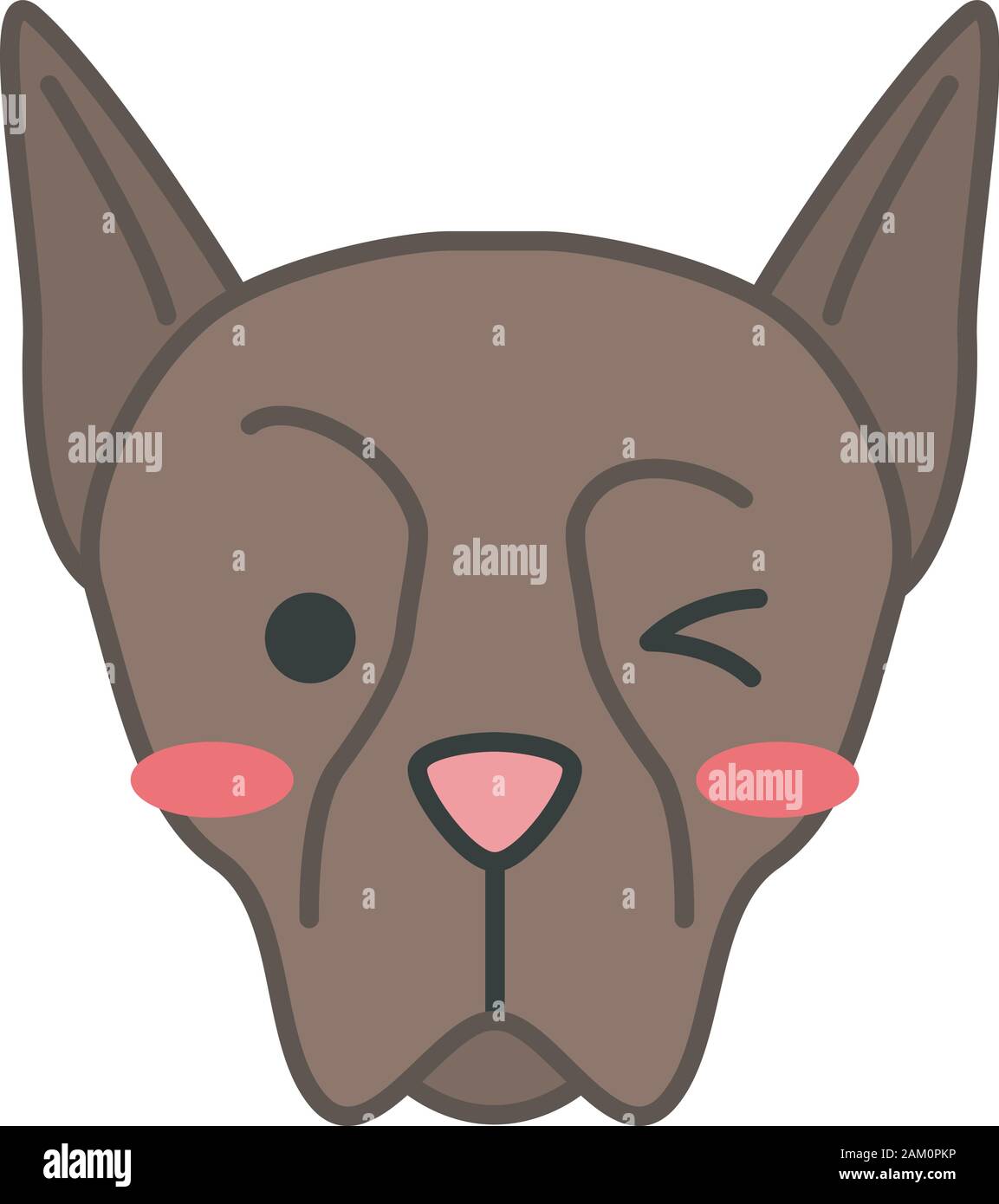Doberman Cute Kawaii Vector Character Dog With Winking Muzzle Flushed Domestic Doggie Animal With Squinting Left Eye Funny Emoji Sticker Emotico Stock Vector Image Art Alamy