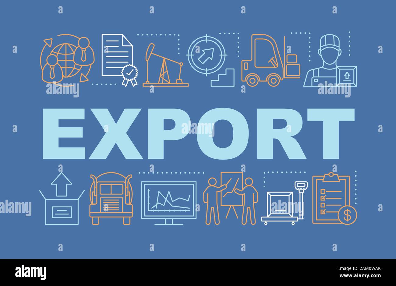 Export word concepts banner. Logistics and distribution. International shipping. Presentation