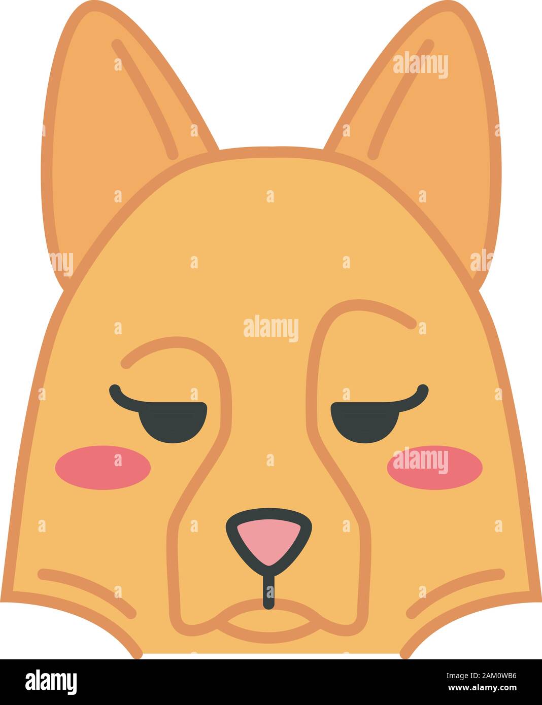 Sheepdog cute kawaii vector character. Dog with pensive muzzle