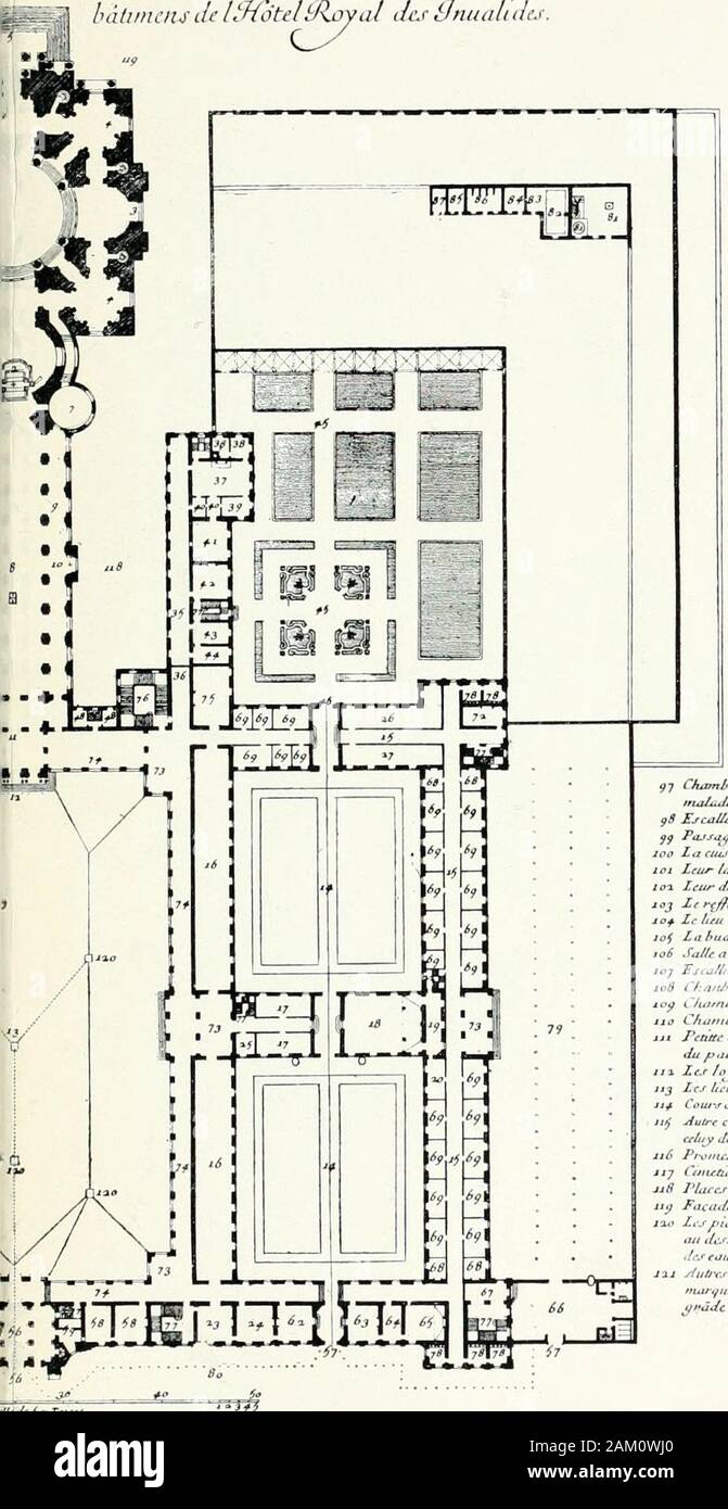 A history of French architecture from the death of Mazarin till the death  of Louis XV, 1661-1774 . PLAN OF LES INVALIDES. LIIJERAL(KROM DKSCRUT Pl.  lxxxii. 6j Pfiit corr^i/orJu ntedecin . 68