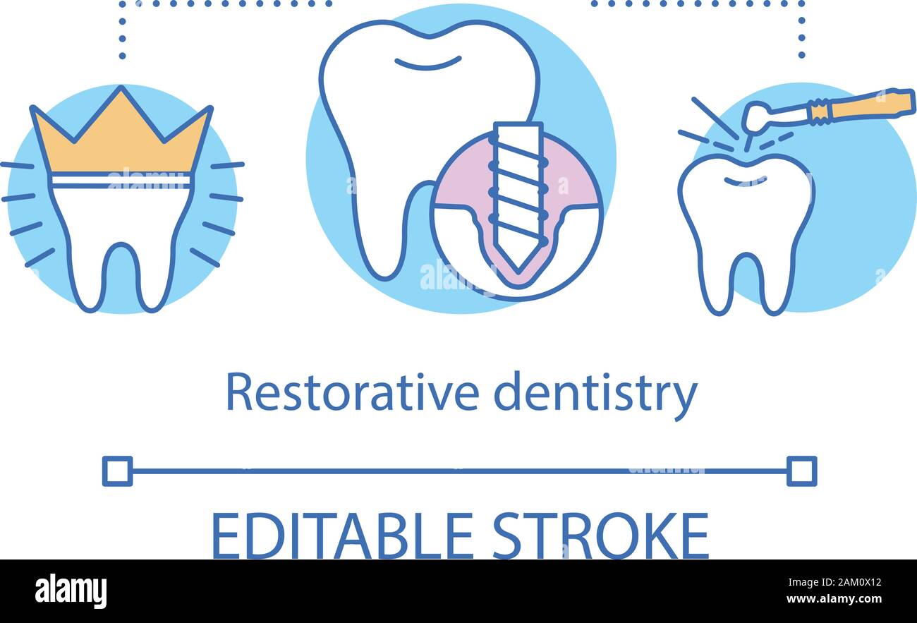 Restorative dentistry concept icon. Modern stomatology. Dental filling
