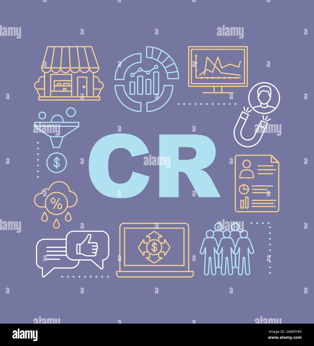 CR word concepts banner. Conversion rate. Website metrics. Customer