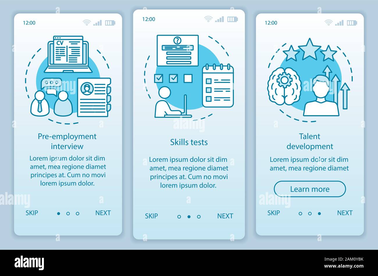 Career growth turquoise gradient onboarding mobile app page screen ...