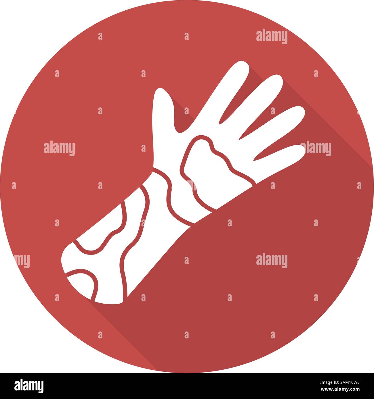 Contact dermatitis flat design long shadow glyph icon. Skin redness, rash, irritation. Poison ivy, toxic material allergy. Food, insect bite allergic Stock Vector