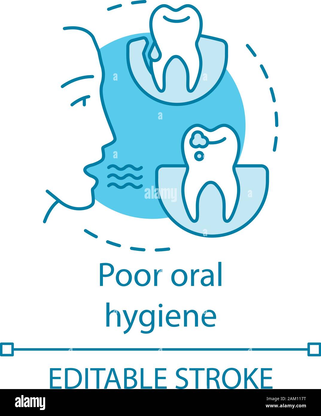 Poor oral hygiene concept icon. Dentistry patient problems. Bad breath