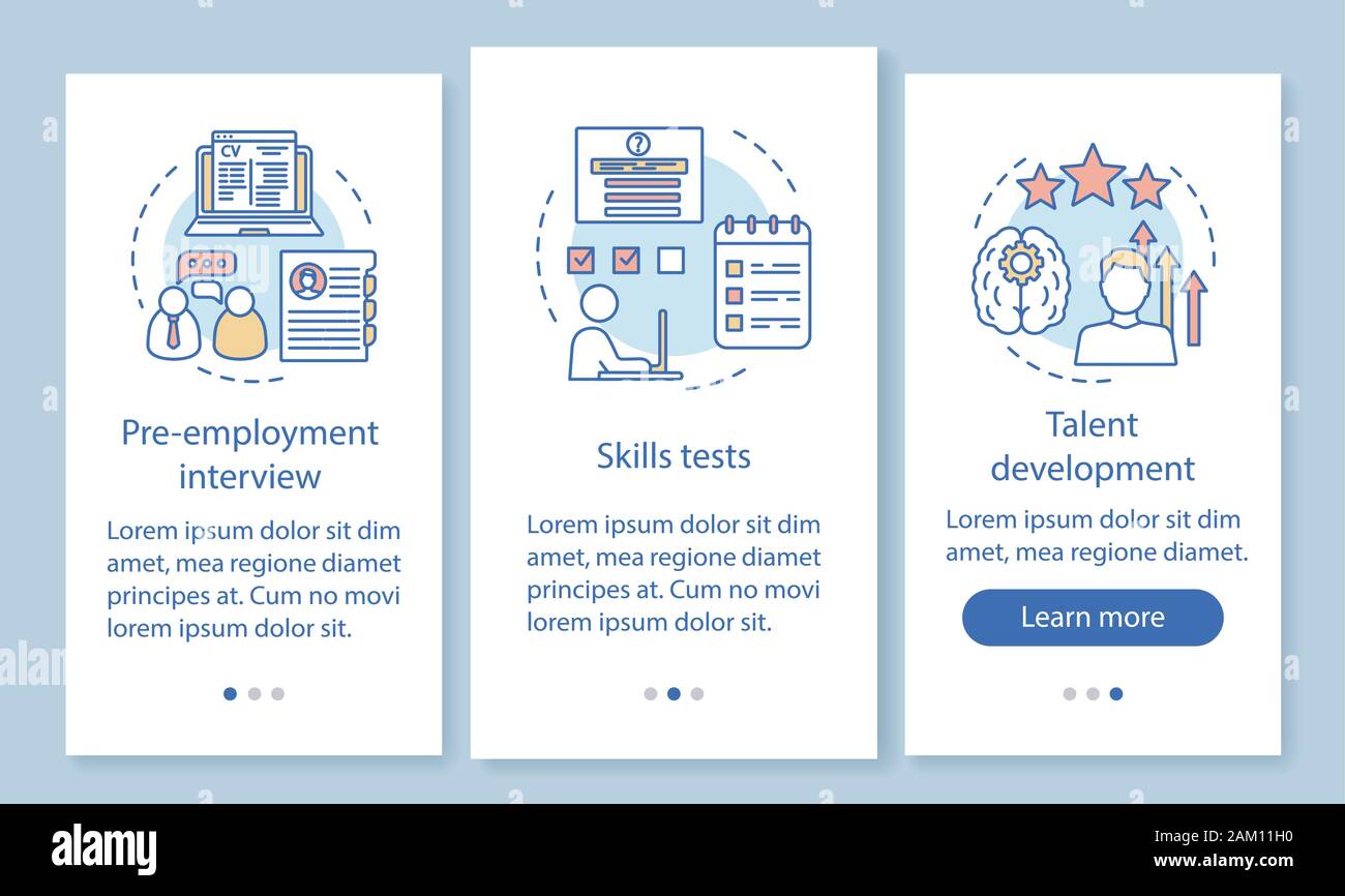 Career growth onboarding mobile app page screen with linear concepts ...
