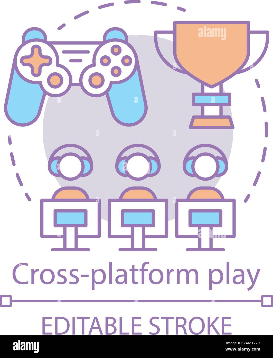 Cross platform play, online gaming concept icon. Server connection, internet  multiplayer idea thin line illustration. Esports, video game competition  Stock Vector Image & Art - Alamy