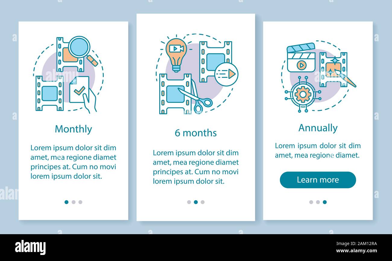 Video editor subscription onboarding mobile app page screen with linear ...