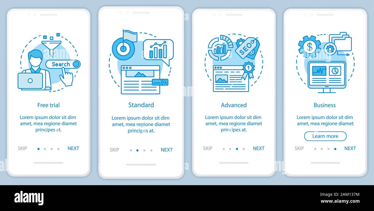 SEO keyword tool subscription onboarding mobile app page screen with ...