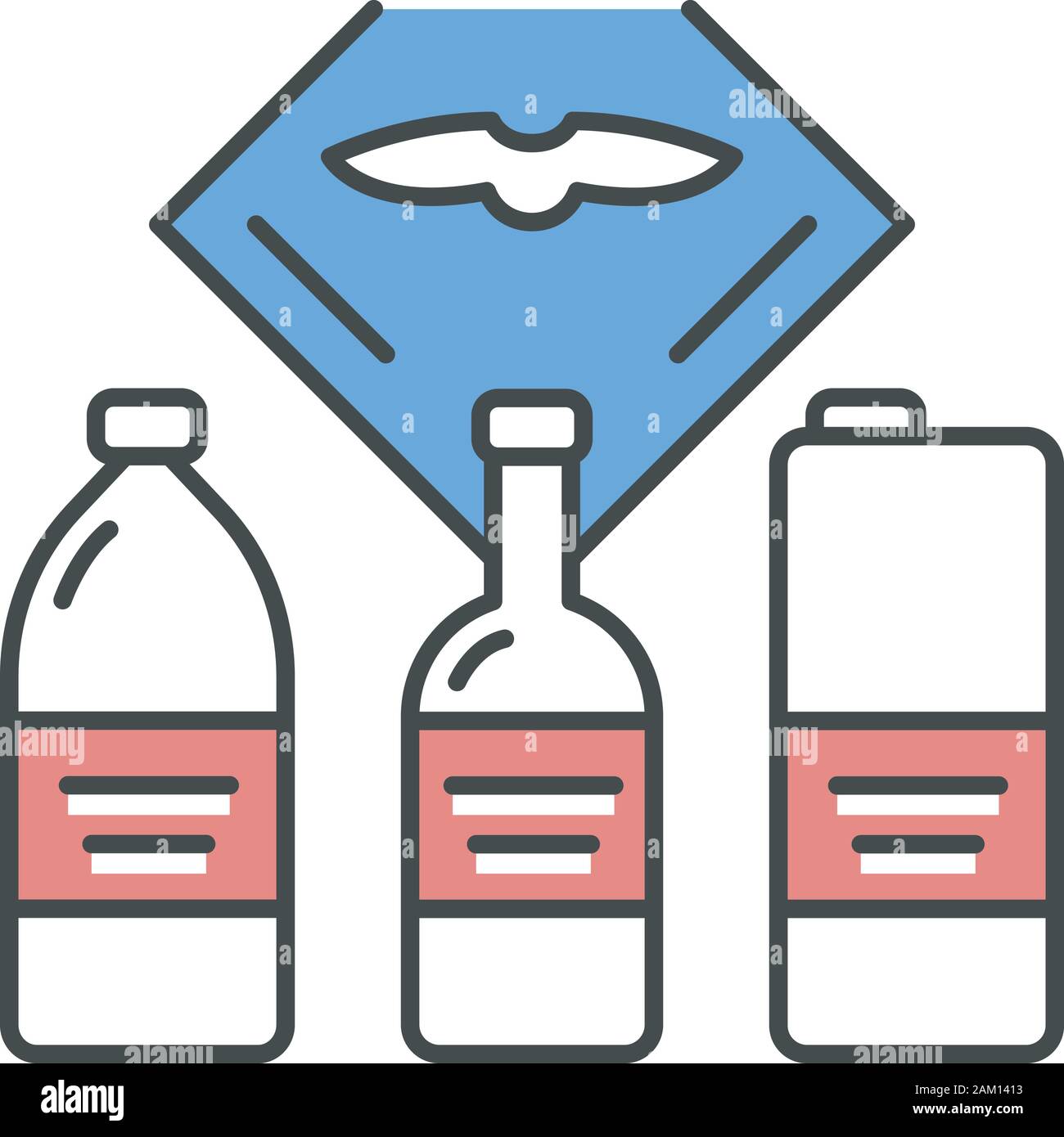 Flight drinks vector color icon. Pure water in bottle. Airplane alcohol. Plane nutrition. Jet