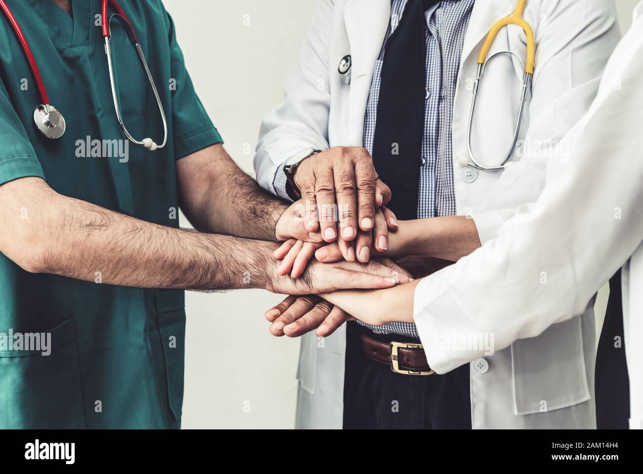 Healthcare people group. Professional doctor working in hospital office