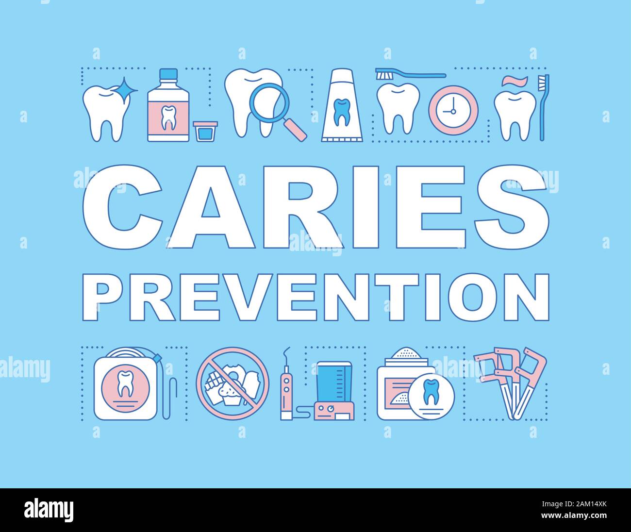 Caries prevention word concepts banner. Oral hygiene routine. Daily