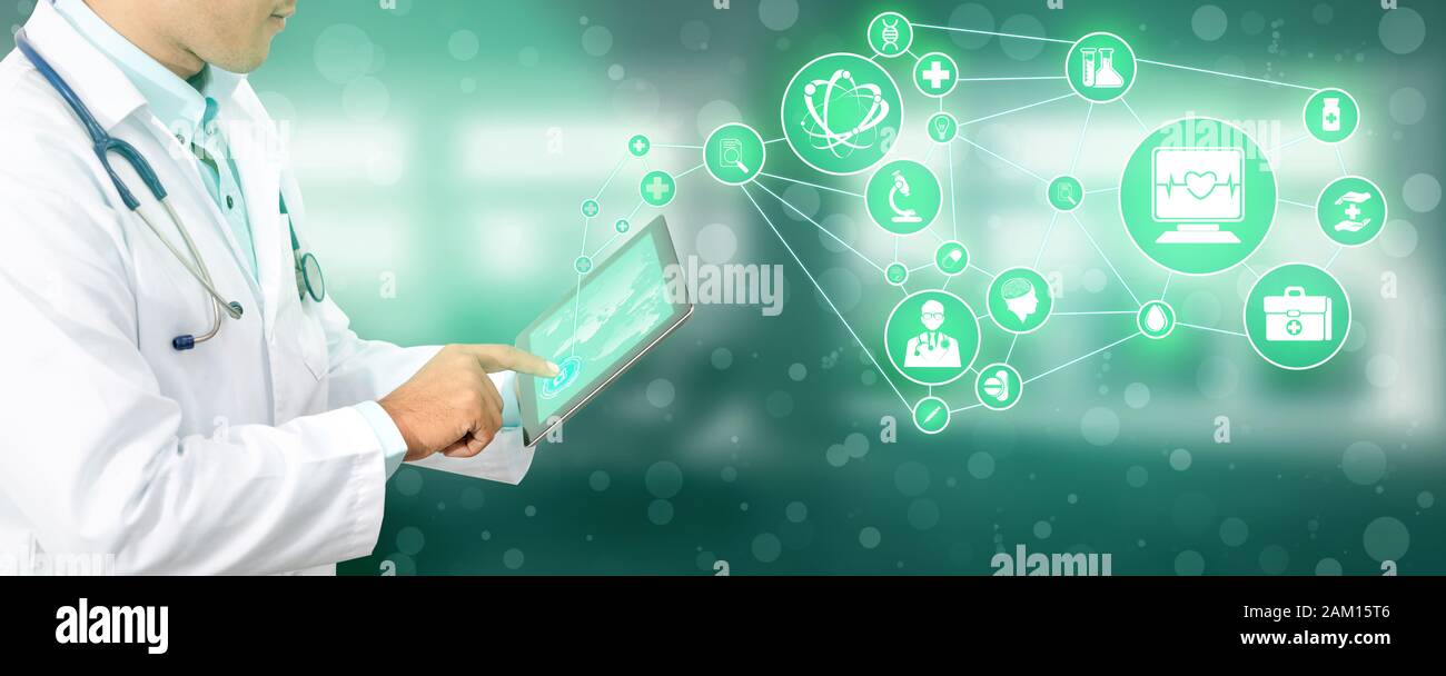 Medical Healthcare Concept Doctor In Hospital With Digital