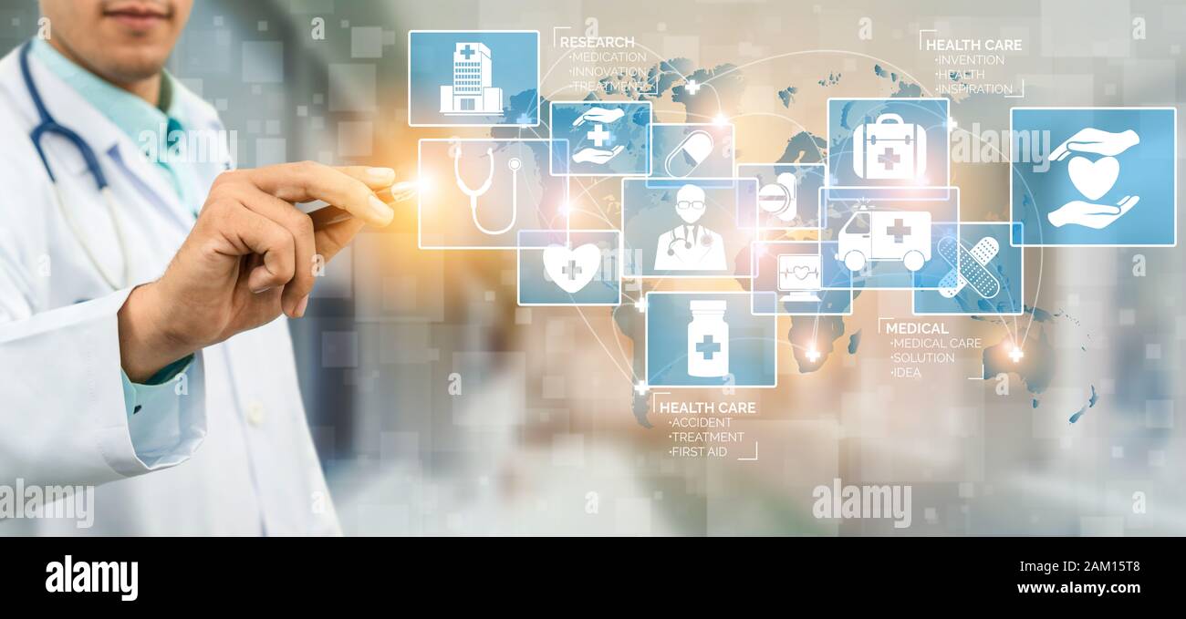 Medical Healthcare Concept Doctor In Hospital With Digital