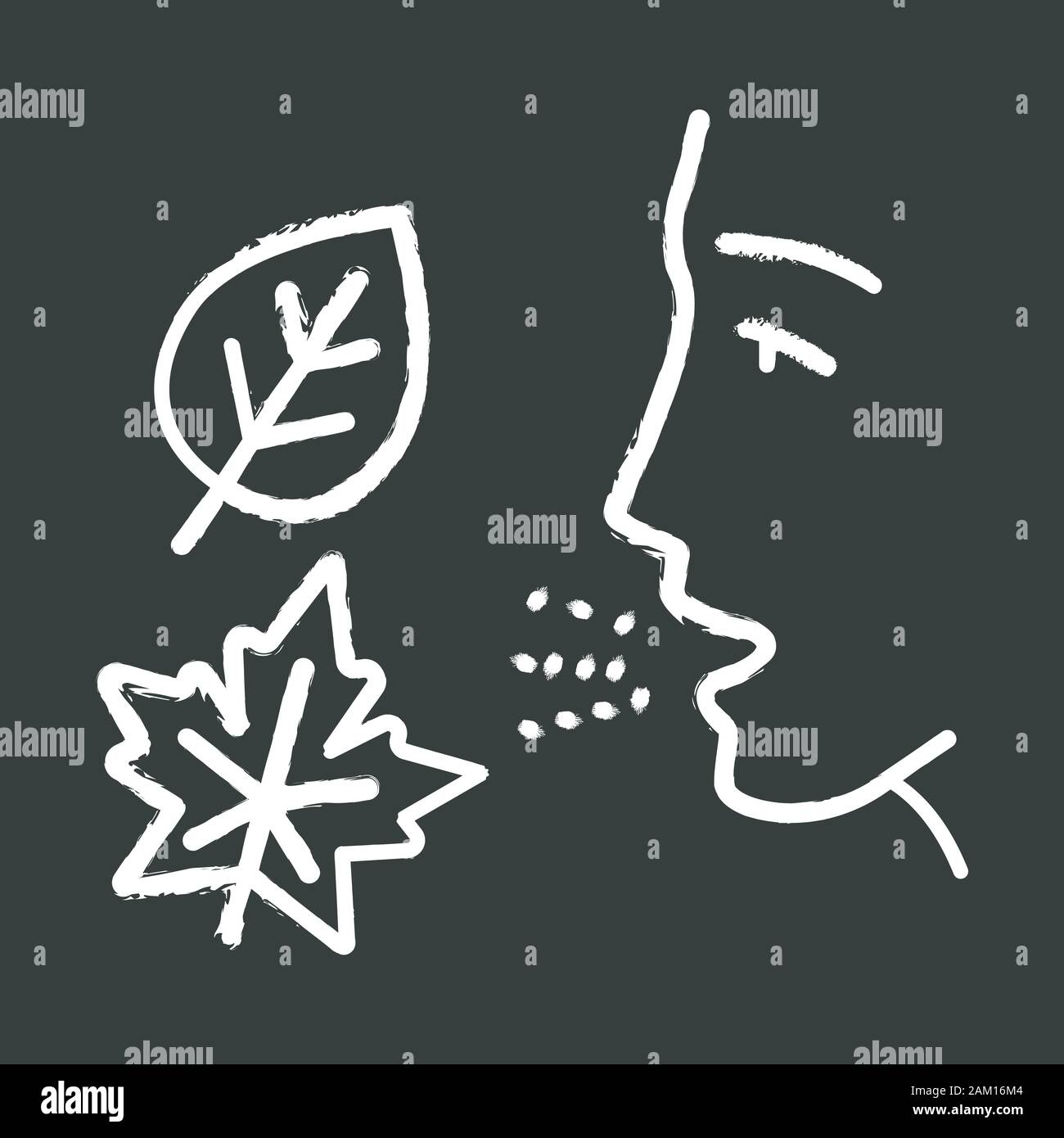 Fall allergy chalk icon. Seasonal allergy. Allergic reaction to ragweed